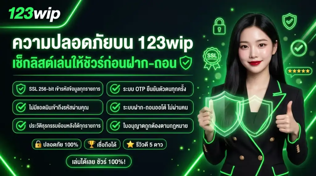 ความปลอดภัยบน 123wip (เช็กลิสต์เล่นให้ชัวร์ก่อนฝาก–ถอน)